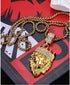 Hip Hop Jewelry Gold Crown Lion Head Pendant Iced Out Clear Rhinestones – Diamonds Prong Set - Curb Cuban Chain Stainless Steel Necklace (styleA)...