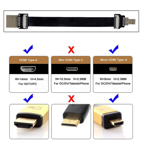 xiwai CYFPV HDMI Male to Micro HDMI Male Extension FPC Flat Cable 1080P for FPV HDTV Multicopter Aerial Photography (0.8m)...