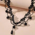 Boho Pearl Lace Necklace Black Lace Choker Necklaces Vintage Pearl Pendent Necklace Lace Flower Collar Neckalce Chain Jewelry for Women and Girls...