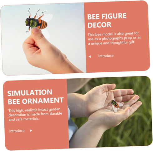 6pcs High Simulation Insect Bee Figure Bee Garden Statues Bee Ornament Realistic Bee Educational Plaything Insect Model Cake Topper Bees Fake Toy ...