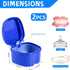 2 Pack Colors Denture Bath Case Cup Box Holder Storage Soak Container with Strainer Basket for Travel Cleaning (Light Blue and Blue)...