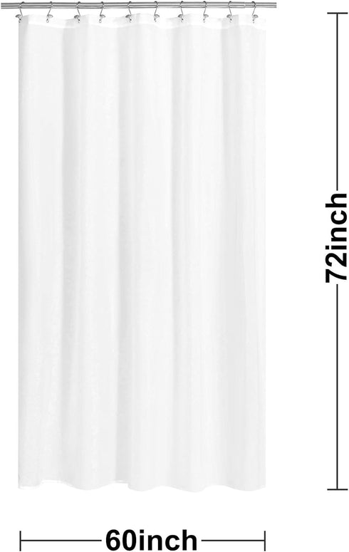 N&Y HOME Fabric Shower Curtain Liner 60 x 72 inches Bath Stall Size, Hotel Quality, Washable, Water Repellent, White Bathroom Curtains with Gromme...