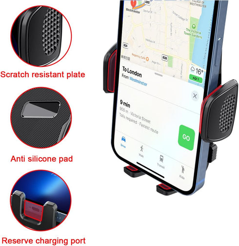Car Phone Holder, Air Vent Windshield Dashboard Quick Release Auto Smartphone Stand, 2 in 1 Suction Cup Vehicle Cellphone Mount, Universal for Tru...