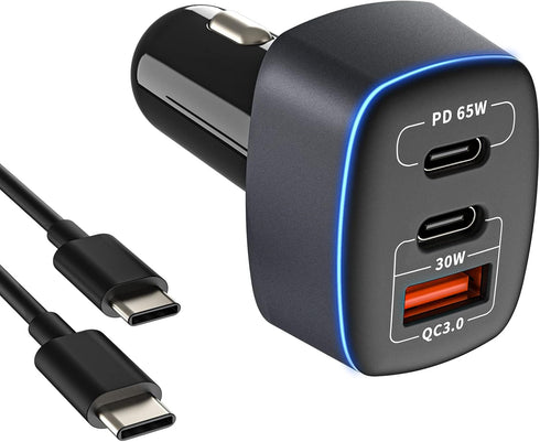 USB C Car Charger 95W, 3-Port PD 65W PPS 55W QC3.0 30W Fast Car Charger for iPhone 14/13/12/11 Pro Max, Samsung Galaxy, Google Pixel, MacBook/Lapt...
