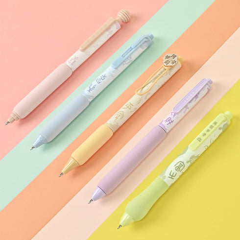 BAYTORY 5Pcs Cute Gel Pens Black Ink, Retractable ST Fine Point 0.5mm Gel Ink Pens, Quick Dry Smooth Writing for Office & School Supplies Journali...