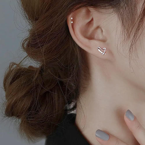 Heart Silver Stud Earrings, Hypoallergenic Tiny Small Love Hearted Stud Earrings for Women Jewelry Gift...