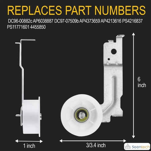 Lifetime DC93-00634A Dryer Idler Pulley - Exact for Samsung Idler Pulley by Seentech - Replace: PD00032419 DC96-00882B DC96-00882C DC97-07509B 4455850 AP6038887 PS11771601 EAP11771601