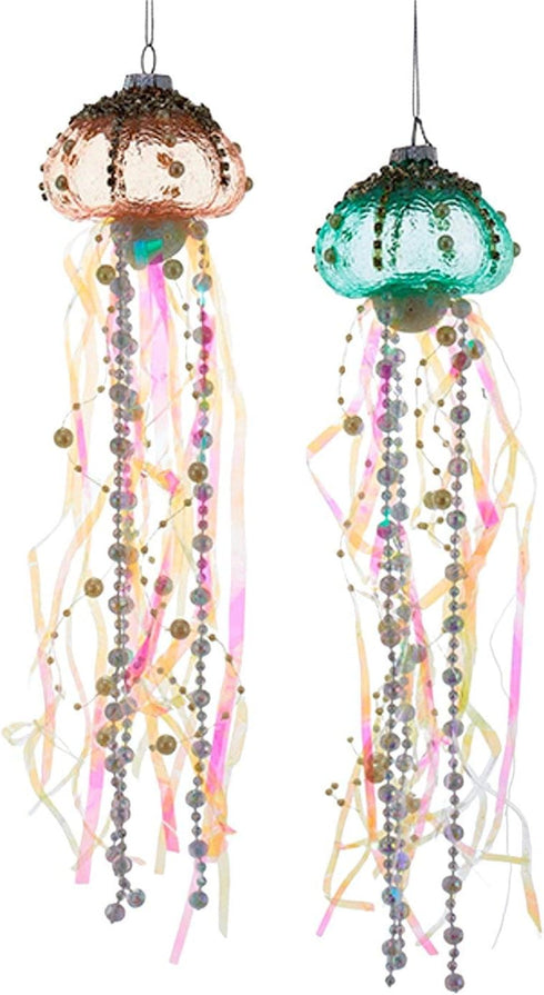 Jellyfish Glass Ornaments, 2 Assorted for Christmas...