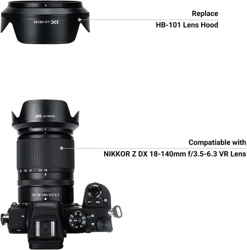 Lens Hood for NIKKOR Z DX 18-140mm F3.5-6.3 VR Lens, Reversible Lens Shade Replace Nikon HB-101 Lens Hood, Compatible with 62mm Filters and 62mm L...