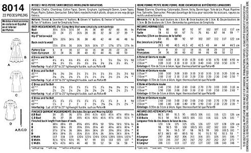 Simplicity 8014 Women's Shirt Dress Sewing Patterns, Sizes 6-14...