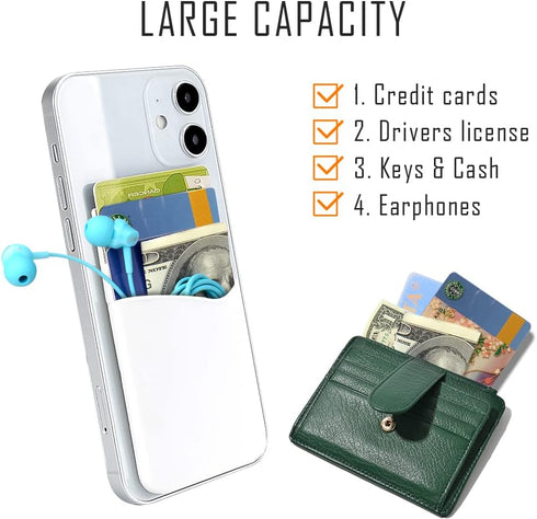 SHANSHUI Phone Wallet, 6 Pack Card Holder for Back of Phone Double Silicone Credit Business Card Sleeve Pocket Compatible for iPhone and Every Sma...