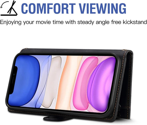 Phone Case for iPhone 11 Pro Max 6.5 Wallet Cover With Tempered Glass Screen Protector and Shoulder Crossbody Wrist Strap Lanyard Flip Zipper Cred...