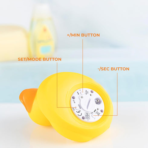 Duck Baby Bath Thermometer & Clock - Fahrenheit & Celsius Baby Bath Thermometer, Baby Thermometer for Baby Essentials - Room & Water Thermometer -...