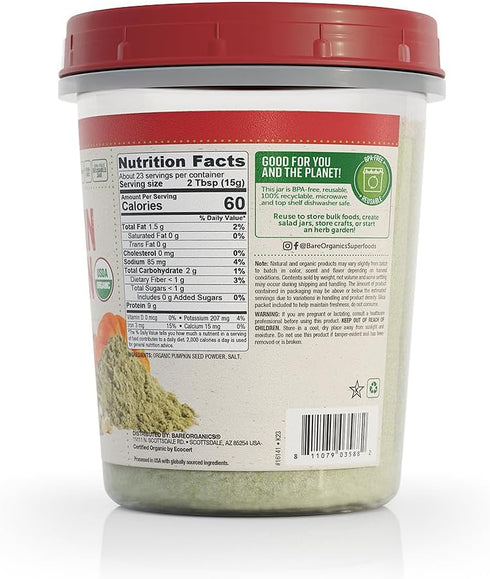 BareOrganics Pumpkin Protein Powder, 12 oz...