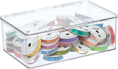 mDesign Plastic Craft Stackable Storage Organizer w/Hinged Lid - Easy-to-Carry Crayon, Bead, Sewing, and Hobby Supply Container - Arts and Crafts ...