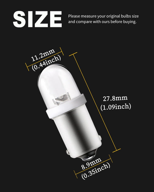 Qasim LED 6V 6.3V DC BA9S GE44 47 Pinball LED Light Bulb 53 57 1895 1891 64111 for Arcade Pinball Machine Cars Vintage Old Radio Light(Pack of 10,...