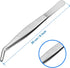 MMOBIEL Stainless Steel Tweezers 20cm / 8inch with curved 60 Degree Serrated Tip Professional Multi Purpose Tongs Tool for Industrial work, Labora...