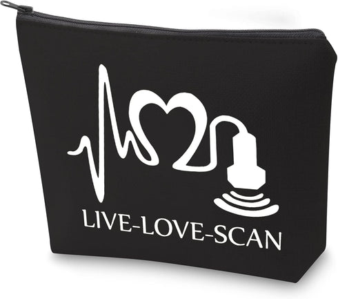 ZJXHPO Sonographer Cosmetic Bag Radiologist Gift Live Love Scan Makeup Bag Ultrasound Tech Gift Radiology Travel Case (BL Scan)...