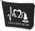 ZJXHPO Sonographer Cosmetic Bag Radiologist Gift Live Love Scan Makeup Bag Ultrasound Tech Gift Radiology Travel Case (BL Scan)...