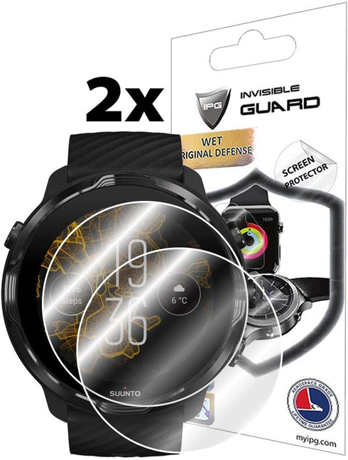 IPG for Suunto Watch Hydrogel Screen Protector (2 Units) Invisible HD Clear Film Anti Scratch Guard-Smooth/Self-Healing/Bubble (9 Baro) (Suunto 7)...