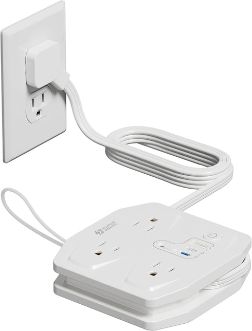 20W Travel Power Strip SUPERDANNY 3-Foot Wrap Up Extension Cord with 3 Outlets and 3 Fast Charging USBs, No Surge Protector Cruise Approved Portab...
