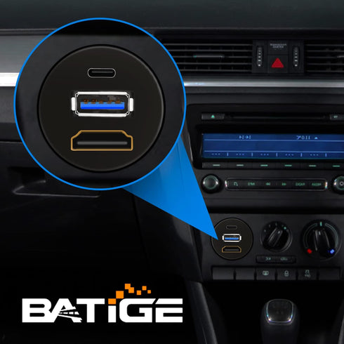 BATIGE USB 3.0 & Type C 3.1 & HDMI Male to Female Car USB C Flush Mount Extension Cable USB 3.0 Dash Mount for Car Truck Boat Motorcycle - 3ft...