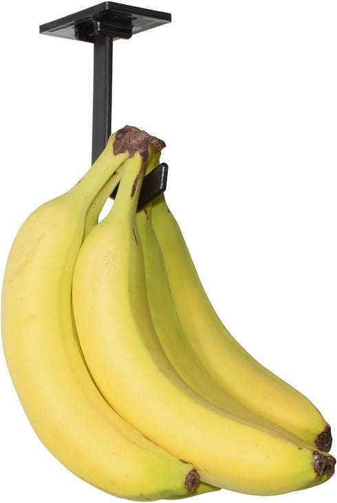 Banana Hanger - Under Cabinet Hook for Bananas or Other Lightweight Kitchen Items. Hook Folds-up When Not in Use. Self-adhesive and Pre-drilled Ho...