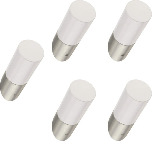 Franklin Brass Modern Slant (5-Pack) Single Wall Hooks 1-Prong Coat/Hat Pure White/Nickel Hooks for Hanging Wall Mount Hanger Clothes, Purse, Bag,...