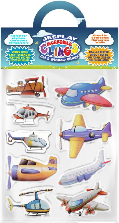 Planes & Helicopters Gel Window Clings for Kids - Window Stickers for Toddlers, Gel Clings Window Decals Kids Jelly Reusable Sticker - Activities ...