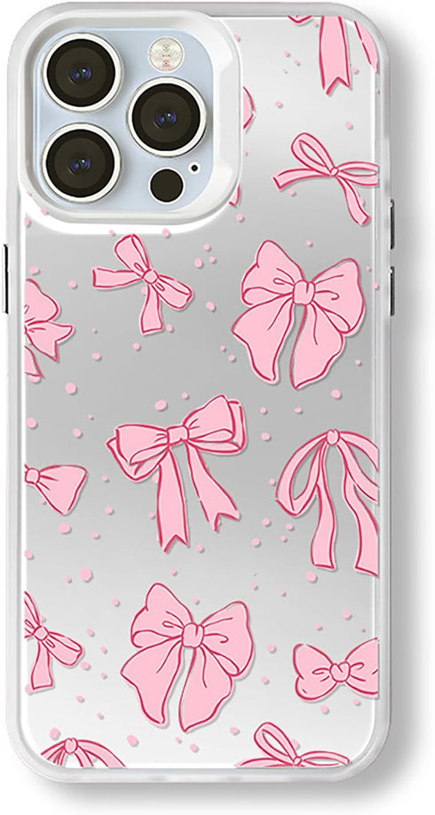 Aesthetic Bow Phone Case for Women Girls Cute Pink Ribbon Bow Phone Case for iPhone 13...