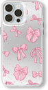 Aesthetic Bow Phone Case for Women Girls Cute Pink Ribbon Bow Phone Case for iPhone 13...