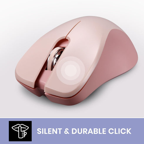 Perixx PERIMICE-621P Wireless Mouse - Silent Click with Ergo Design - Compatible for Desktop and Laptop PC - Wireless 2.4 GHz - Pink...