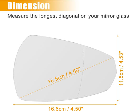 uxcell Car Right Side Rearview Heated Mirror Glass with Backing Plate for Audi A3 8P1 S3 Sportback 2000-2022 No.8V0857536C...