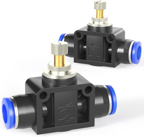 TAILONZ PNEUMATIC Air Flow Control Valve with Push-to-Connect Fitting, in-Line Speed Controller Union Straight - 6MM Tube OD x 6MM Tube OD SCF-6 ?...