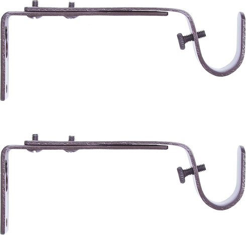 Kenney Adjustable Curtain Rod Brackets, Mocha (2-Pack)...