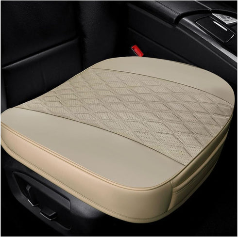 Car Front Seat Cover, 21"×22" Luxury PU Leather Auto Seat Protection Cover, Comfortable Anti Slip Front Bottom Seat Cushion with Full Wrap, Univer...
