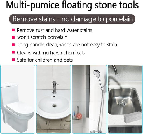 4TH Pumice Stone for Toilet Bowl Cleaning,Remove Away Limescale Stain,Hard Water Rings,Calcium Buildup,Iron and Rust,Scouring Stick for Tile/Bath-...