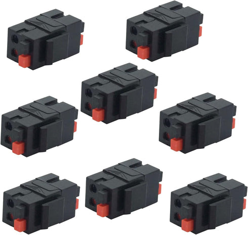 Speaker Keystone Jack – Spring Loaded Speaker Jack for Keystone Wall Plate, Female to Female, for Home Theater Wall Plates - Black (8-Pack)...