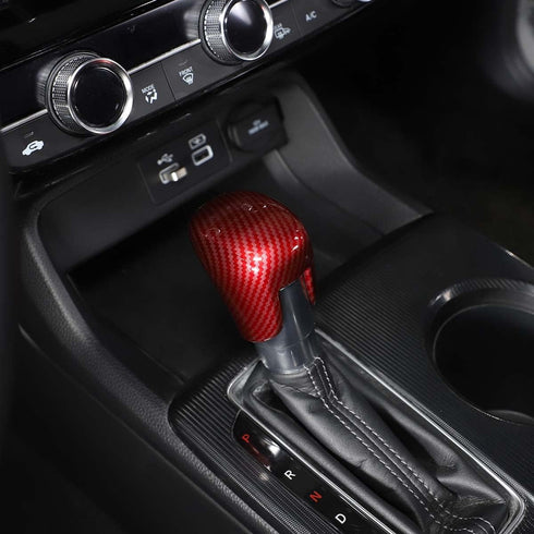 ABS Carbon Fiber Texture Car Center Control Gear Shift Knob Head Trim Cover,Gear Shift Knob Cover for Honda Civic 2022 (Red-Carbon Fber Texture)...
