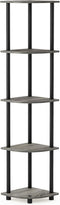 Furinno Turn-N-Tube 5 Tier Corner Display Rack Multipurpose Shelving Unit, 1-Pack, French Oak Grey/Black...