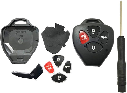 Replacement Key Fob Case Shell & Pad Fits Toyota Scion RAV4 2008-2013 Avalon / 2007-2011 Camry / 2008-2013 Corolla / 2009-2014 Venza Key Cover Hou...