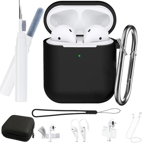 9 in 1 for AirPods Case Accessories with Cleaner Pen - Soft Silicone for AirPods 2nd Generation Case Cover Set Kit, Protective 1st Generation Airp...