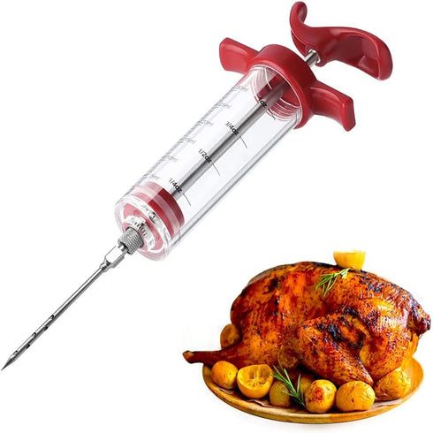 Meat Injector Syringe - 3 Marinade Injector Needles for BBQ Grill, Premium Portable Turkey Injector kit for Smoker,Marinades Injector for Meats Wi...
