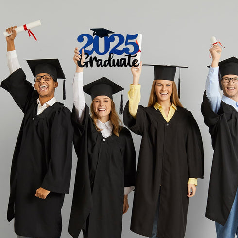 2025 Graduation Party Decorations Wooden Sign Blue Class of 2025 Photo Booth Props 2025 Graduation Picture Props for 2025 Graduation Party Supplie...