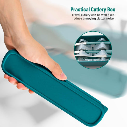 Travel Utensils with Case, 4pc Reusable Utensils Set with Case, Camping Utensil Set, Portable Silverware Lunch Utensils Set for Work Camping Schoo...