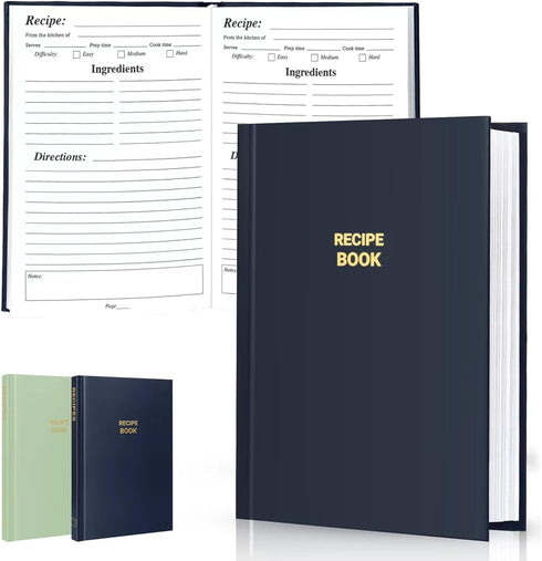 Perfect Blank Recipe book - Recipe Book to Write In Your Own Recipes,Organize Your Recipes- Waterproof Cover and 186 Blank Pages Recipe Notebook (...