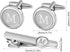 Silver Initial Cufflinks and Tie Clip Set for Men Stainless Steel Personalized Tuxedo Shirt Cuff Links Letter Alphabet A-Z Gift for Father Husband...