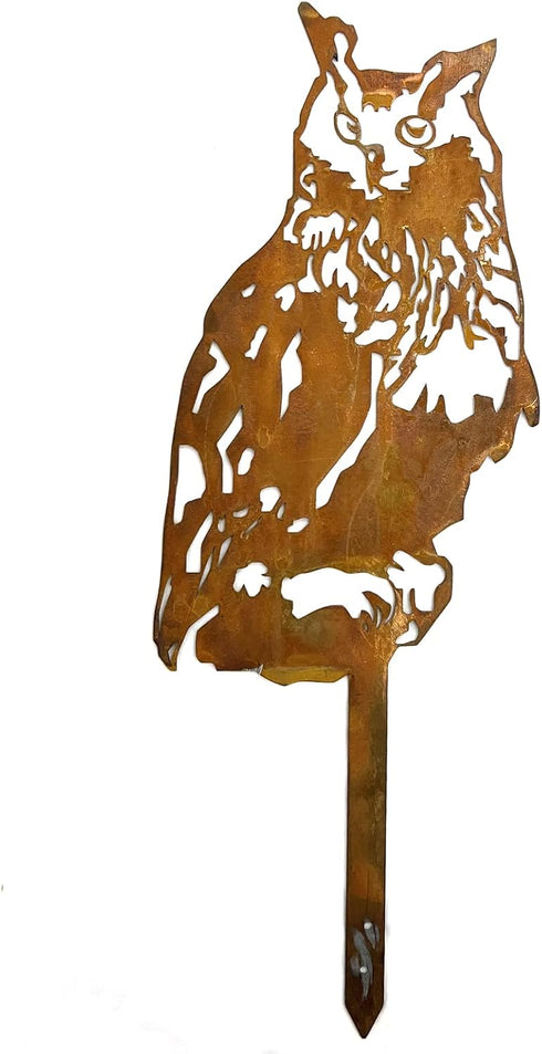 Garden Outdoor Decoration Rusty Metal Wall Art Corten Steel Animal Decor Owl Handmade Bird Yard Decor for Yard Lawn Trees Fences Gates Windows Wal...