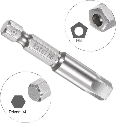 H8 Pentagon Screwdriver Bit 1/4" Hex Shank 2" Length Magnetic Security Screw Driver Power Tool...