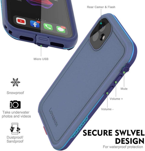for iPhone 11 Waterproof Case 6.1 Screen Protector Underwater Shockproof Full-Body Dustproof Rugged Case for Aplle iPhone 11 (Navy Blue)...